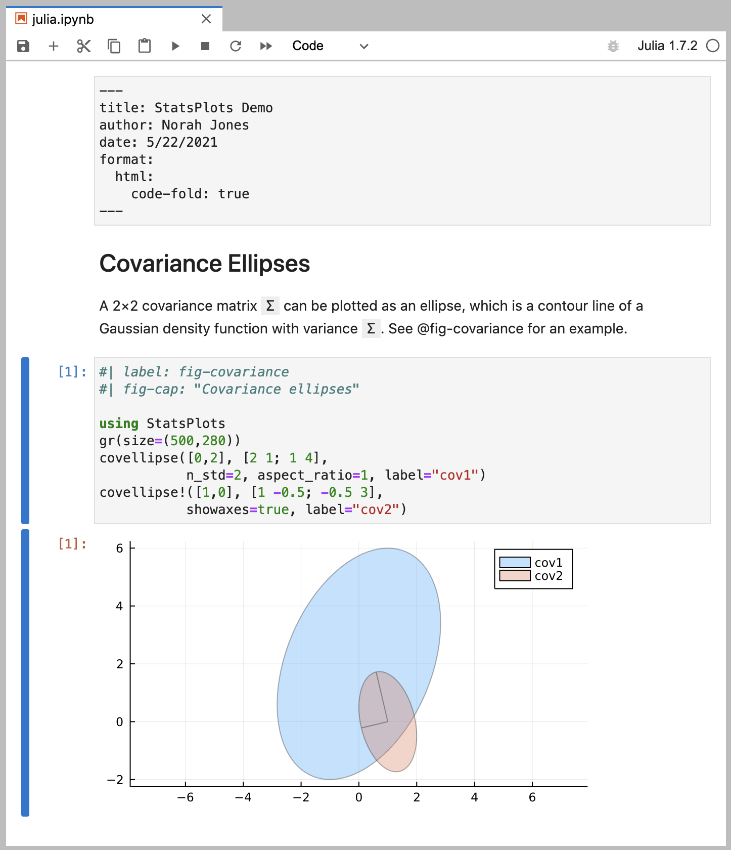 Side-by-side preview of notebook on the left and live preview in the browser on the right.